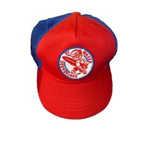 Hollister Trucker Snapback Hat One Size Blue Red Logo Cap Waxon California‎
